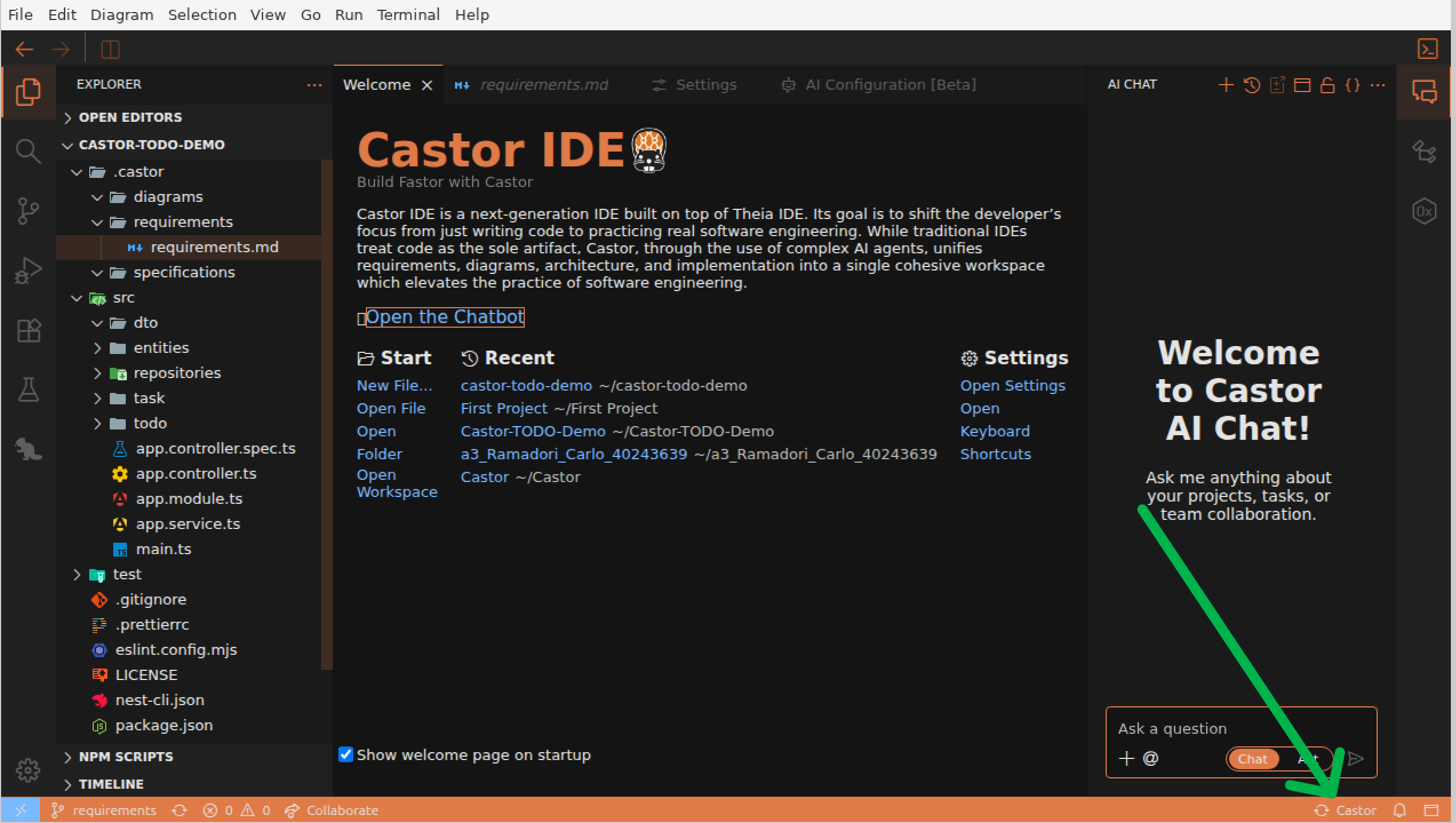 Sync button in status bar